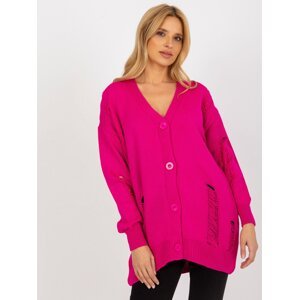 Loose fuchsia cardigan with holes from RUE PARIS