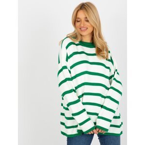 Dark green and ecru oversized wool sweater from RUE PARIS