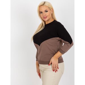 Black and brown basic blouse plus sizes with 3/4 sleeves