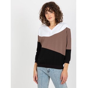 Women's basic sweatshirt with a neckline in white and black