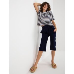 Navy blue and white basic summer set with striped T-shirt