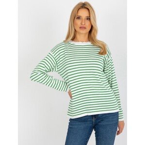 Women's white-green classic striped sweater RUE PARIS