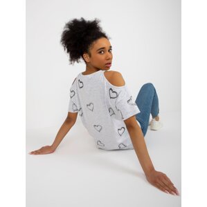Light grey women's printed short sleeve T-shirt