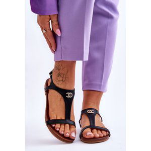 Flat sandals with decoration S.Barski Black