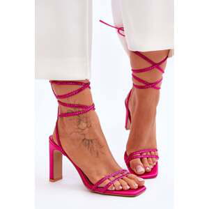 Elegant knotted sandals with Fuchsia Nessy rhinestones