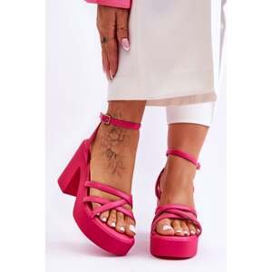 Fashionable high heel sandals with Fuchsia Shemira straps