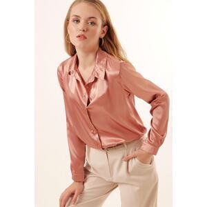 Bigdart 3964 Lightly Flowy Satin Shirt - Camel