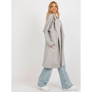 Grey long tracksuit coat without fastening