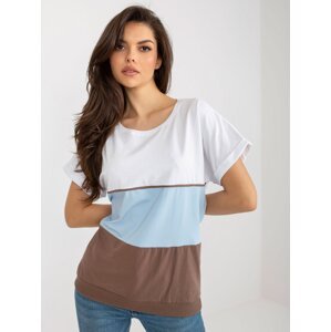 Basic white and brown cotton blouse