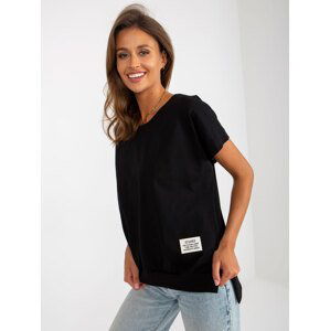 Women's Black Oversized Blouse with Short Sleeves
