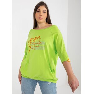 Lime green women's blouse plus size with pockets