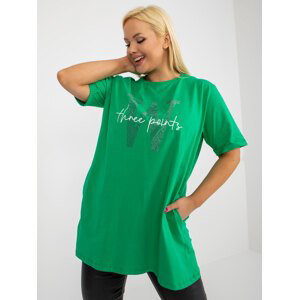 Green long blouse of larger size with pockets