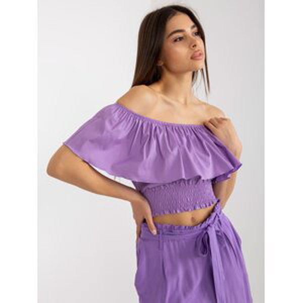 Purple short Spanish blouse with ruffles