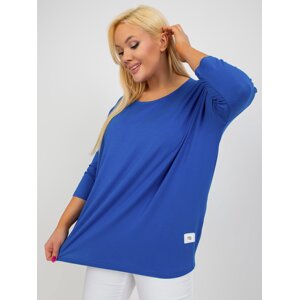 Dark blue basic viscose blouse plus size