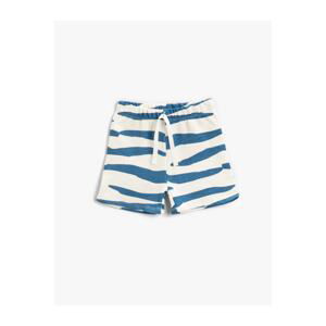 Koton Blue Zebra Patterned Shorts Cotton