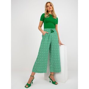 SUBLEVEL patterned green fabric palazzo pants