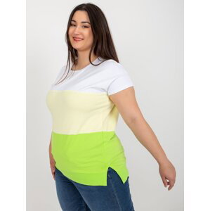 White and yellow cotton blouse of larger size