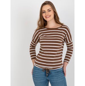 Brown-and-white cotton blouse BASIC FEEL GOOD