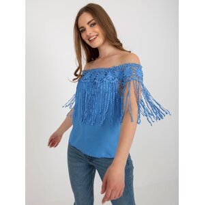 Lady's blue Spanish blouse with lace