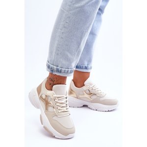 Women's lace-up sneakers Beige-Gold Cortes