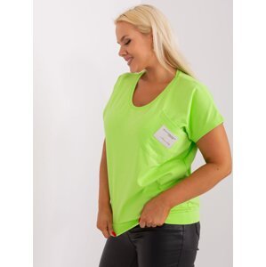 Light green cotton blouse of larger size with short sleeves