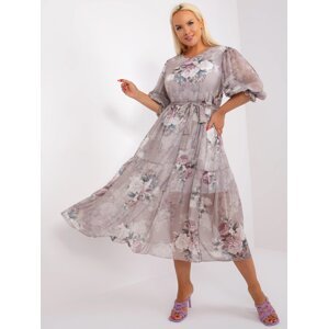 Gray floral dress with flared sizes