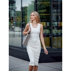 Light beige midi dress with fitted shoulder straps