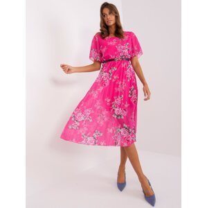 Dark pink floral dress in a romantic style