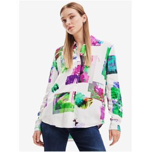 Green-white Desigual Trieste Patterned Shirt - Women