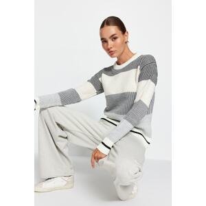 Trendyol Ecru Color Block Pletený sveter
