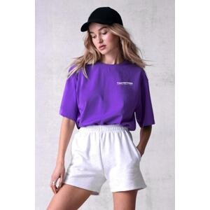 Madmext Mad Girl Purple Printed T-Shirt