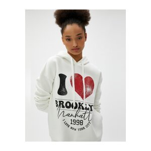 Koton Hooded Oversize Sweatshirt College Printed Ribbed