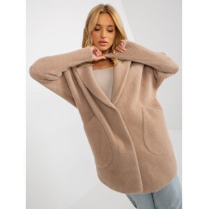 Beige loose coat made of alpaca with wool