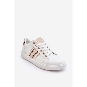 Women's leather sports shoes with animal pattern white rilee