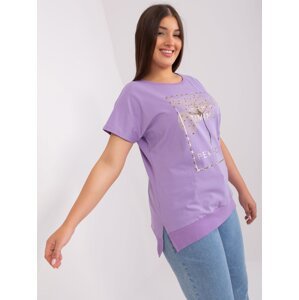 Light purple blouse plus size with trim