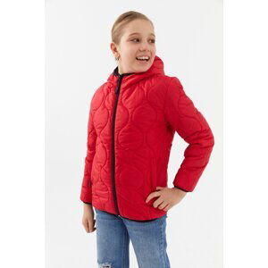 River Club Girl's Onion Pattern Water and Windproof Fiber Red Hooded Coat