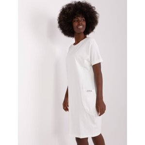 Ecru cotton knee-length basic dress