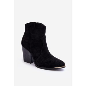 Suede cowboy boots with high heels, black Lotoune