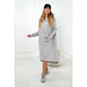 Insulated dress with a gray hood
