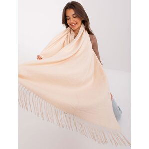 Light beige women's scarf with fringe
