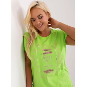 Light green women's blouse plus size with application