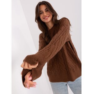 Brown sweater with cables and cuffs