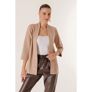 By Saygı Lycra Double Sleeve Fabric Short Jacket with Shawl Collar Width Length.