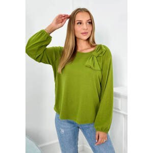 Blouse with viscose with a bow of pistachio