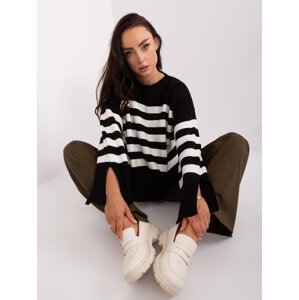 Black women's oversize striped sweater