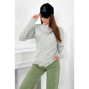 Sweater with decorative ruffle in gray color