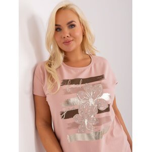 Light pink plus size blouse with slits