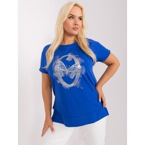 Women's cobalt plus size blouse with print