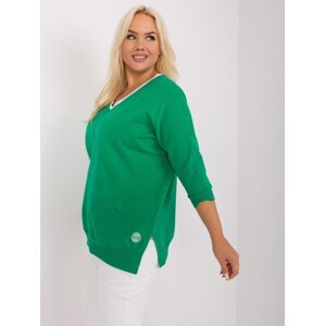 Green blouse plus size with 3/4 sleeves