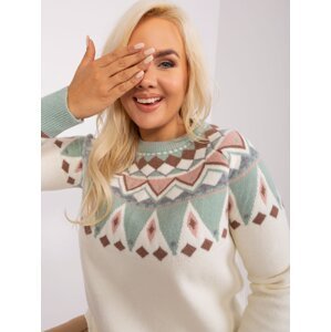 Ecru women's sweater plus size with patterns